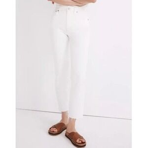 Madewell The Perfect Vintage Jean White High Rise Tapered Raw Hem 26P Petite
